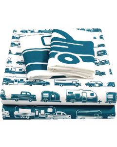 CAMCO RV SHEETS BLUE/WHT RV SHORT QUEEN CRV 53298