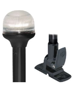 Attwood 5358-P12-7 12" 2NM All-Round Anti Glare Fold-Down Lights with Black Composite Lightarmor Base & Black Pole ATT-5358P127