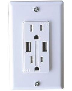 RV DESIGNER WHT DUAL OUTLET   COVER  2 USB S850