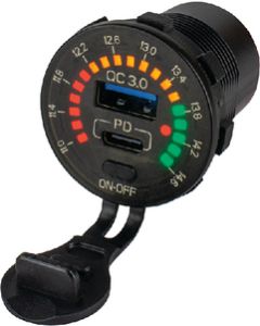 SEA-DOG LINE RAINBOW VOLT METER W-USB-C 426519-1