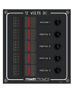 Paneltronics Waterproof Panel - DC 5-Position Illuminated Rocker Switch & Circuit Breaker