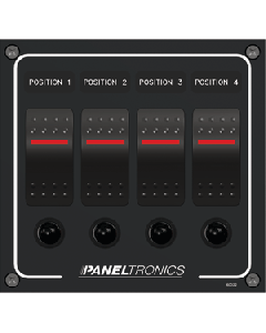 Paneltronics Waterproof Panel - DC 4-Position Illuminated Rocker Switch & Circuit Breaker