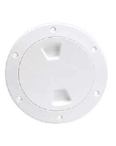 BECKSON 4" SMOOTH CENTER SCREW OUT DECK PLATE WHITE 4.5" CUT DP40-W