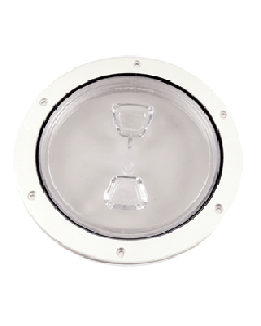 BECKSON 6" CLEAR CENTER SCREW OUT DECK PLATE WHITE 6.5" CUT DP60-W-C