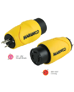 Marinco Straight Adapter 15Amp Straight Male to 30Amp Locking Female Connector S15-30