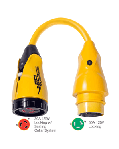 Marinco P503-30 EEL 30A-125V Female to 50A-125V Male Pigtail Adapter - Yellow P503-30