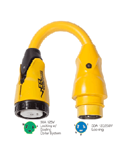 Marinco P504-503 EEL 50A-125V Female to 50A-125/250V Male Pigtail Adapter - Yellow P504-503