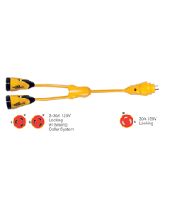 Marinco Y30-2-30 EEL (2)30A-125V Female to (1)30A-125V Male "Y" Adapter - Yellow Y30-2-30