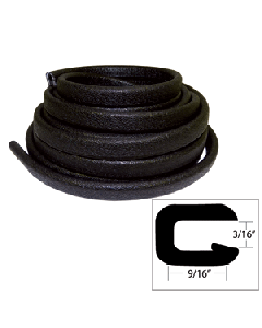 TACO Flexible Vinyl Trim - 5/32" Opening x 9/16"W x 25'L - Black V30-1005B25-1