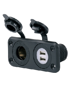 Marinco SeaLink&reg; Deluxe Dual USB Charger & 12V Receptacle 12VCOMBO