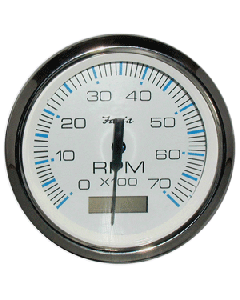 Faria Chesapeake White SS 4" Tachometer w/Hourmeter - 7,000 RPM (Gas - Outboard) 33840