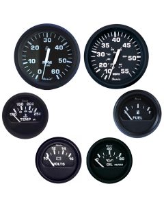 Faria Euro Black Box Set Inboard Speedo Tach Fuel Volts