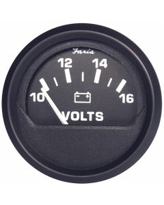 Faria Euro Black 2" Voltmeter 10-16Vdc Vp9134