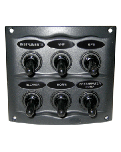 Marinco Waterproof Panel - 6 Switches - Grey 900-6WP