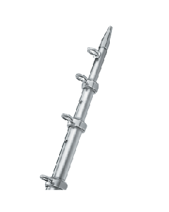 TACO 8' Center Rigger Pole - Silver w/Silver Rings & Tip - 1-1/8" Butt End Diameter OC-0422VEL8