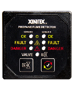 Xintex Propane Fume Detector & Alarm w/2 Plastic Sensors & Solenoid Valve - Square Black Bezel Display P-2BS-R