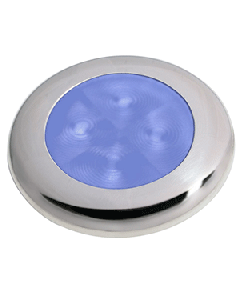 Hella Marine Slim Line LED 'Enhanced Brightness' Round Courtesy Lamp - Blue LED - Stainless Steel Bezel - 12V 980502221