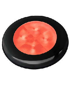 Hella Marine Slim Line LED 'Enhanced Brightness' Round Courtesy Lamp - Red LED - Black Plastic Bezel - 12V 980507251