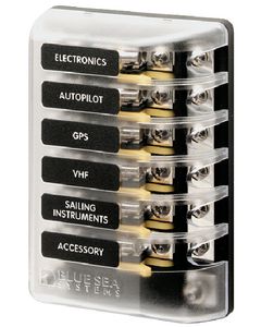 Blue Sea Systems Fuse Block Agc 6 Cir W/Groun BLU 5015