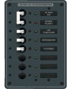 Blue Sea Systems Panel 120Vac 7 Pos 2Xcb/3Cb/R BLU 8027