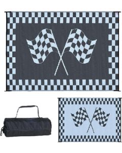 Stylish Camping 9X12 Reversible Patio Mat Racing Flag MMI RF9121