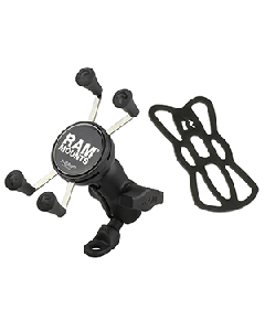 RAM Mount 9mm Angled Base Motorcycle Mount w/Short Double Socket Arm & Universal X-Grip® Cell/iPhone Cradle RAM-B-272-A-UN7