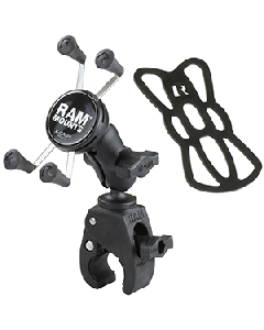 RAM Mount Small Tough-Claw™ Base w/Short Double Socket Arm and Universal X-Grip® Cell/iPhone Cradle RAM-B-400-A-HOL-UN7BU