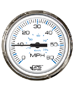 Faria Chesepeake White SS 4" Studded Speedometer - 60MPH (GPS) 33839