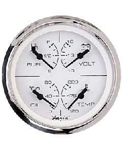 Faria Chesapeake SS White 4" Multifunction 4 in 1 Combination Gauge w/Fuel, Oil, Water & Volts 33851