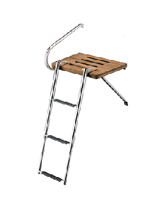 Whitecap Teak Swim Platform w/3-Step Telescoping Ladder f/Boats w/Outboard Motors 68902