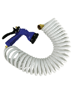 15' White Coiled Hose w/Adjustable Nozzle P-0440