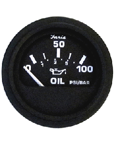 Faria Euro Black Oil Pressure Gauge - 100 PSI 12845