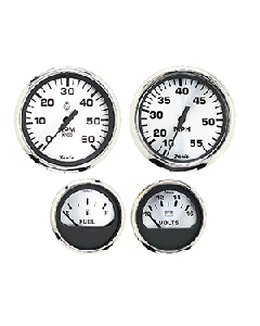 Faria Spun Silver Box Set of 4 Gauges f/Outboard Engines - Speedometer, Tach, Voltmeter & Fuel Level KTF0182