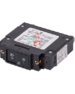 BLUE SEA 7457 UL-489 CIRCUIT BREAKER 20A AC FLAT ROCKER 7457
