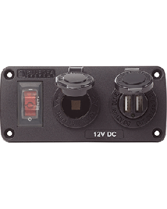 BLUE SEA 4363 ACCESSORY PANEL 12V SOCKET & DUAL USB 4363