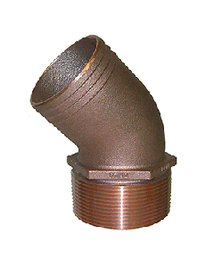 GROCO 1" NPT-45 X 1" ID HOSE BARB STANDARD FLOW ELBOW