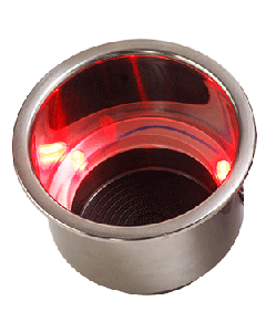 SEA DOG SS FLUSH MOUNT DRINK HOLDER COMBO JUMBO W/RED LED