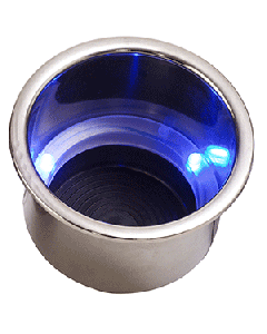 SEA DOG SS FLUSH MOUNT DRINK HOLDER COMBO JUMBO W/BLUE LED
