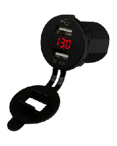 SEA DOG ROUND DUAL USB SOCKETS W/HIDDEN VOLTMETER