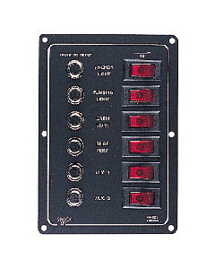 SEA DOG ALUMINUM CIRCUIT BREAKER PANEL SIX CIRCUT