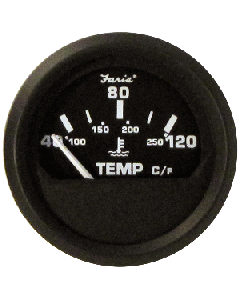 FARIA EURO BLACK 2" WATER  TEMP GAUGE - METRIC (120C) 12814
