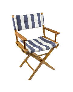 WHITECAP TEAK DIRECTOR'S CHAIR WITH NAVY & WHITE CUSHION 61040