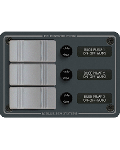 BLUE SEA 8665 WATER-RESISTANT BILGE PANEL 3 CONTURA SWITCHES 8665