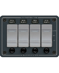 BLUE SEA 8666 WATER-RESISTANT BILGE PANEL 4 CONTURA SWITCHES 8666