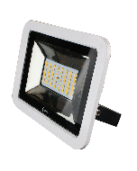 Lunasea 35W Slimline LED Floodlight, 120/240VAC Only, Cool White, 4500 Lumens, 3' Cord - White Housing LLB-36MN-41-00